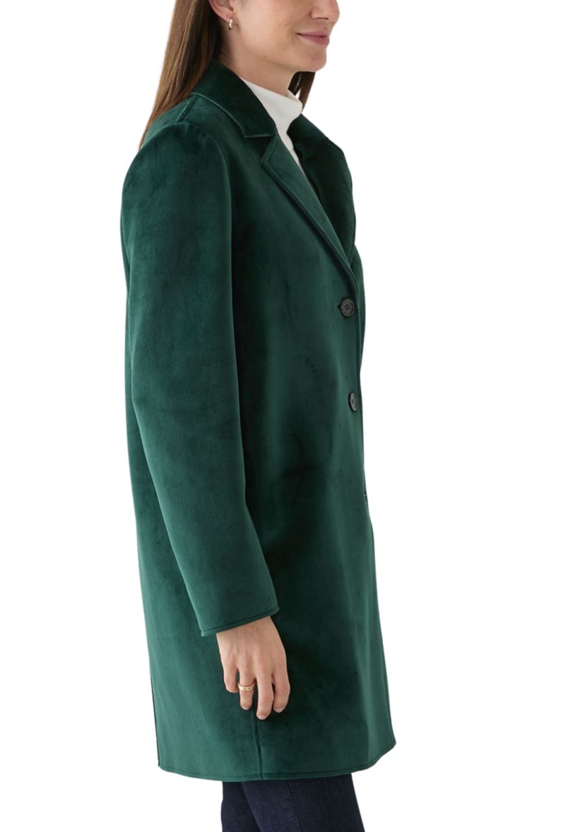 Womens Long Button Velvet Blazer