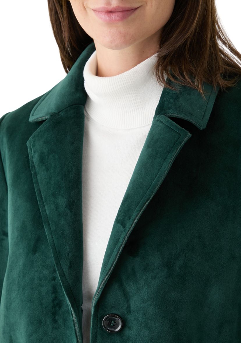 Womens Long Button Velvet Blazer