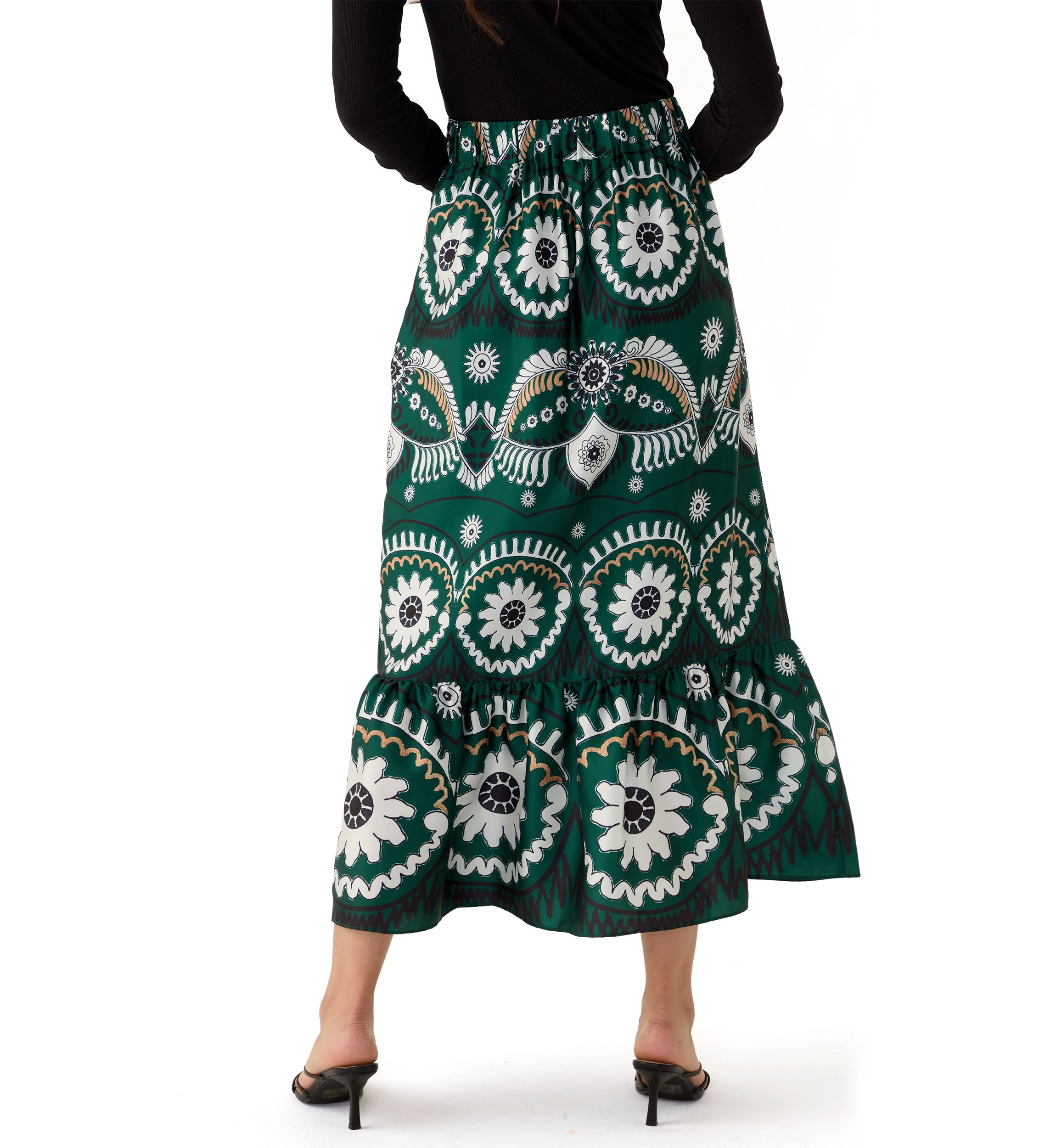 Womens Printed Midi Skirt 