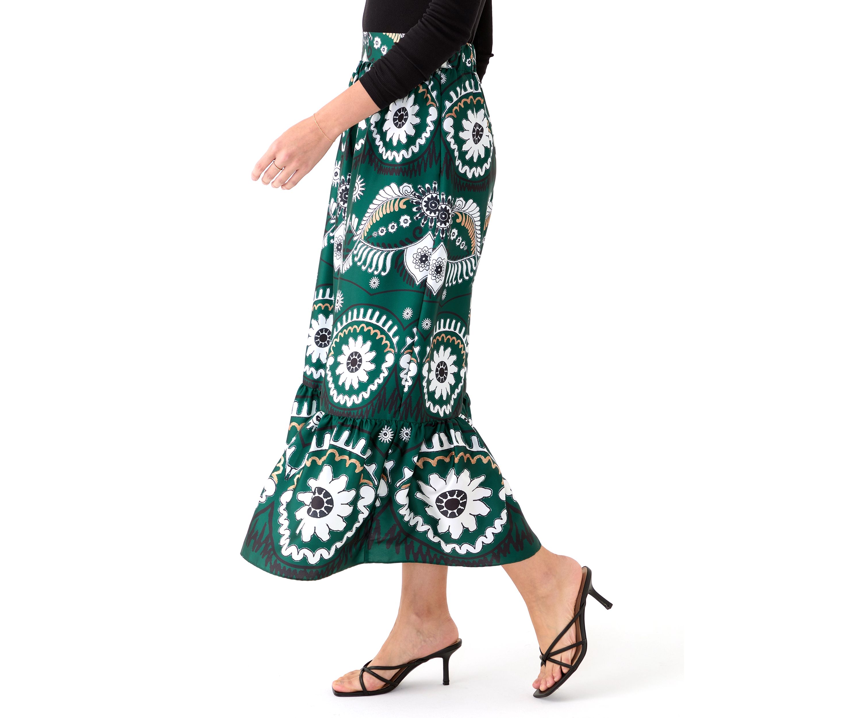 Womens Printed Midi Skirt 