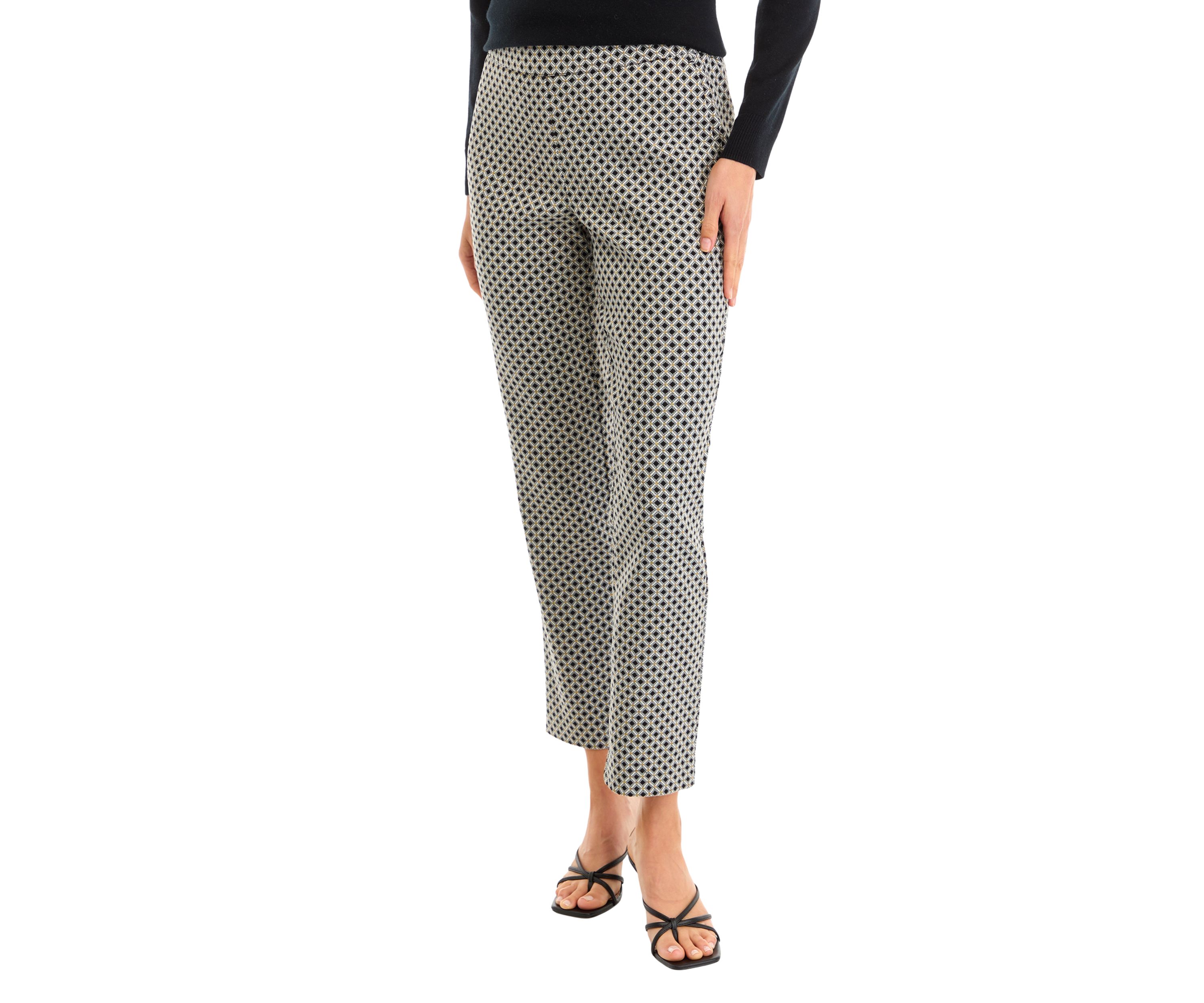 Womens Pull On Printed Straight Leg Pants 