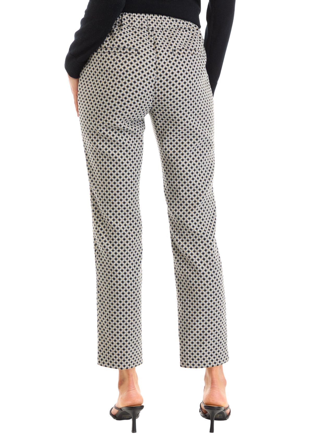 Womens Pull On Printed Straight Leg Pants 