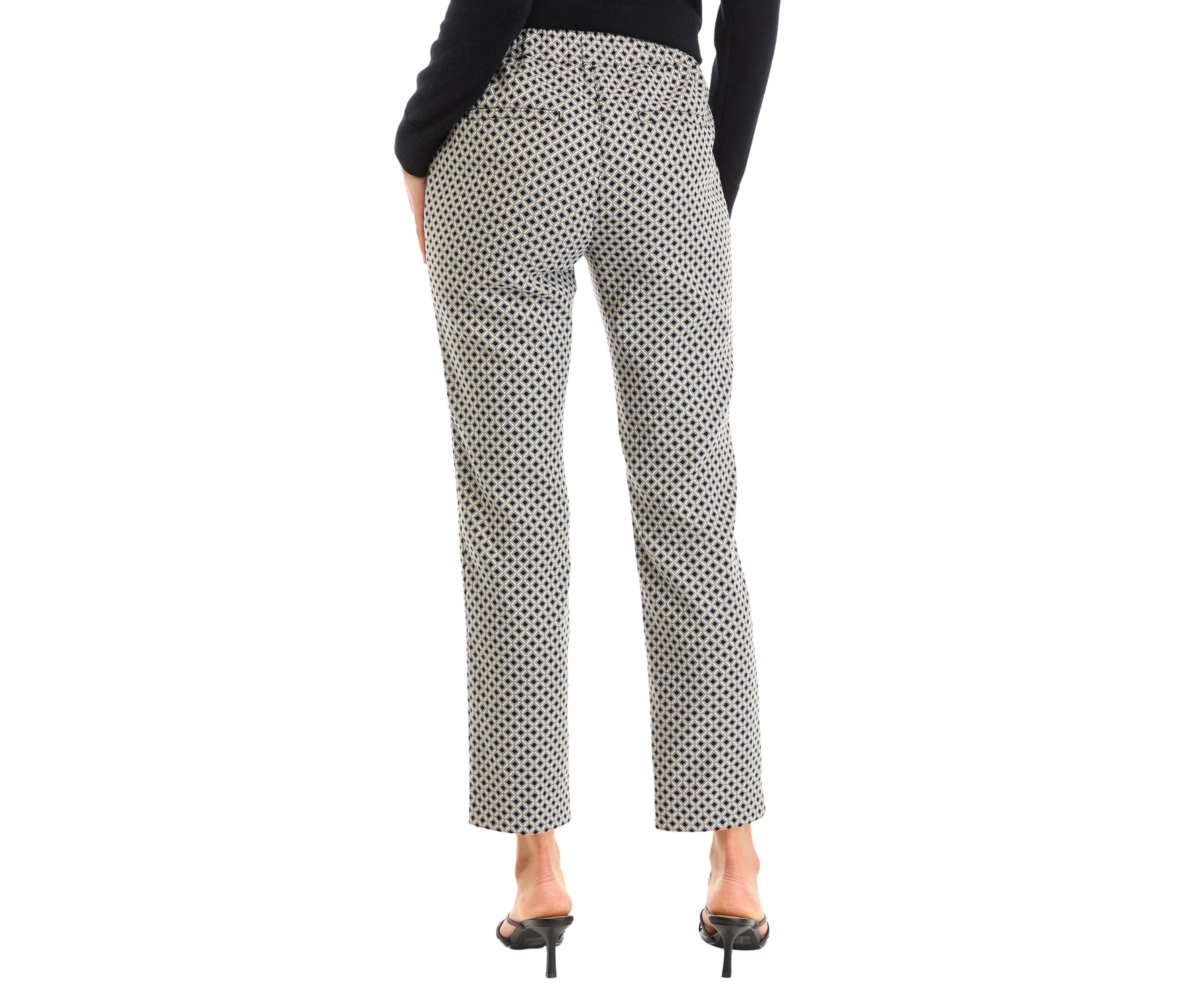 Womens Pull On Printed Straight Leg Pants 