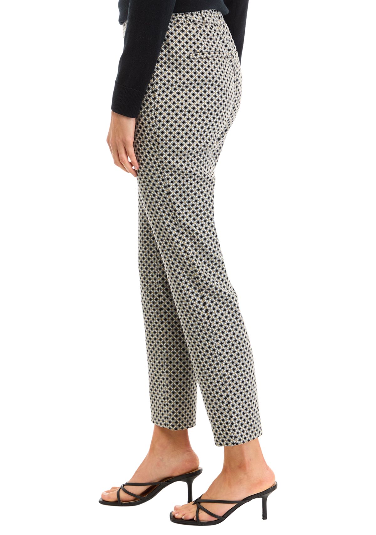 Womens Pull On Printed Straight Leg Pants 