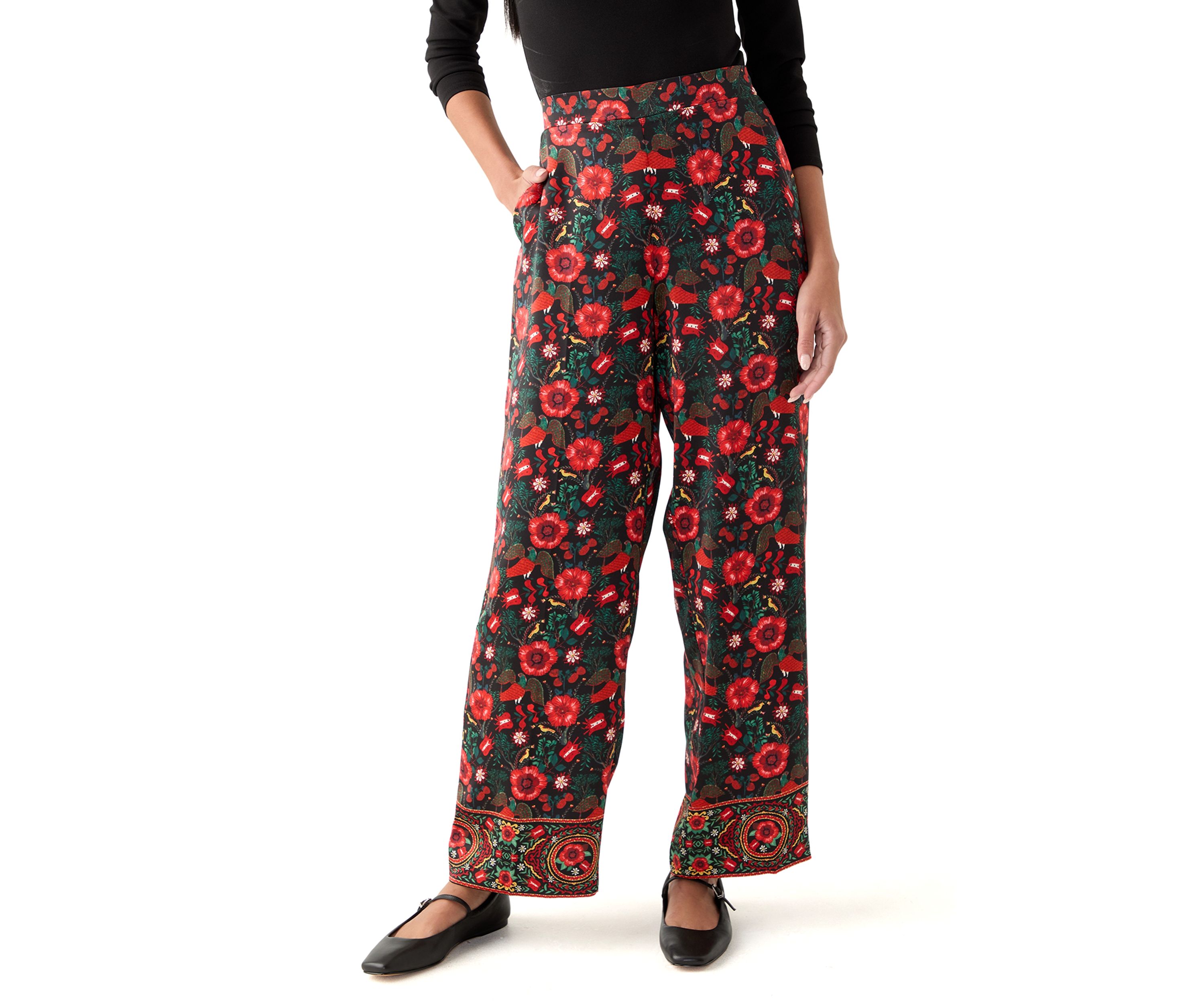 Womens Border Printed Pants