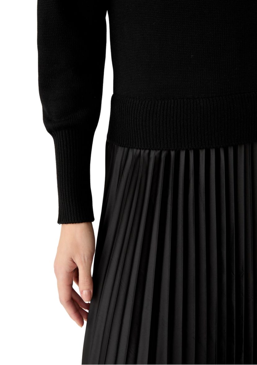 Womens Drop Shoulder Mock Neck Midi Sweater Dress