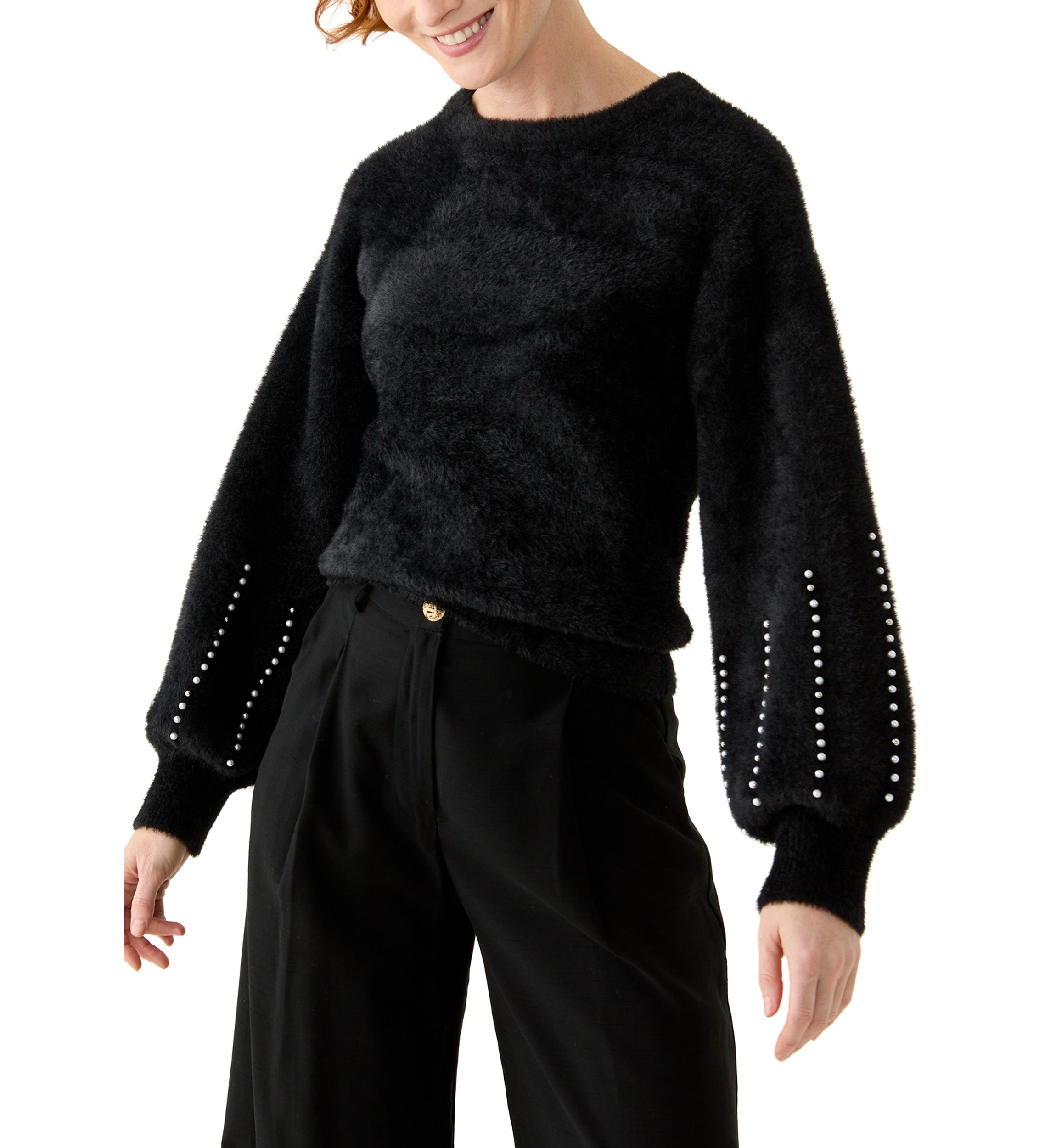 Womens Eyelash Embroidered Sweater