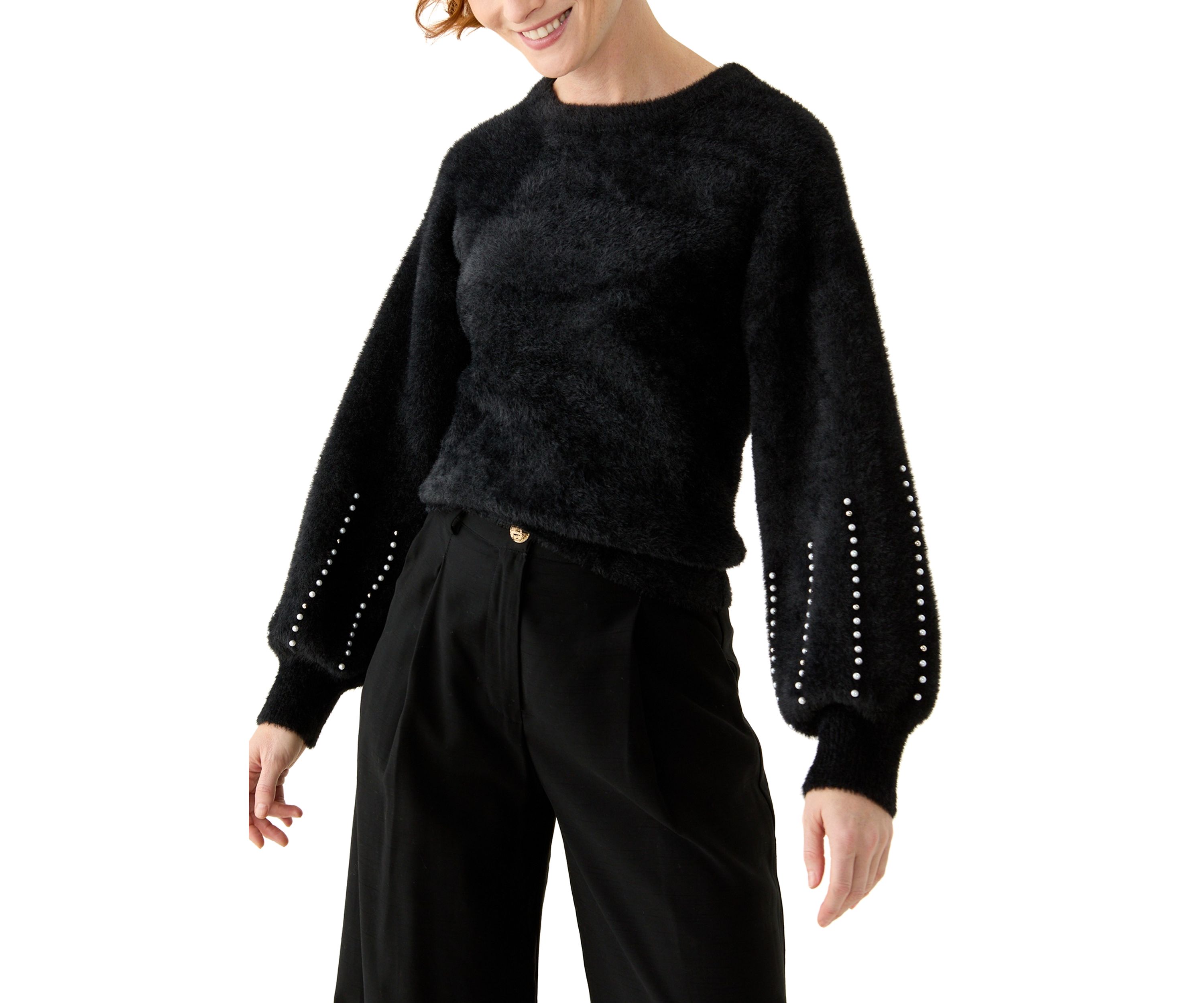 Womens Eyelash Embroidered Sweater