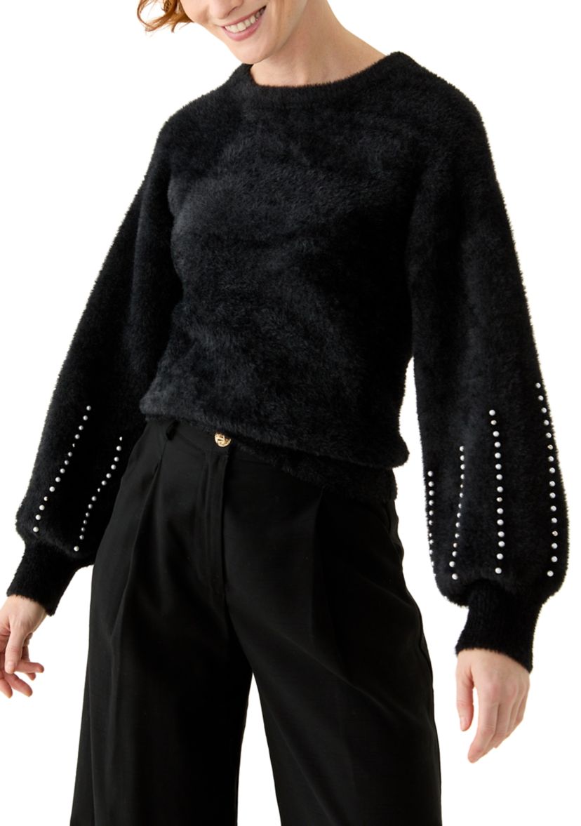 Womens Eyelash Embroidered Sweater