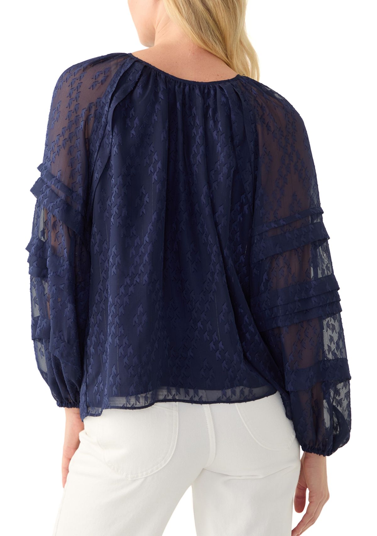 Womens Pintuck Long Sleeve Solid Blouse