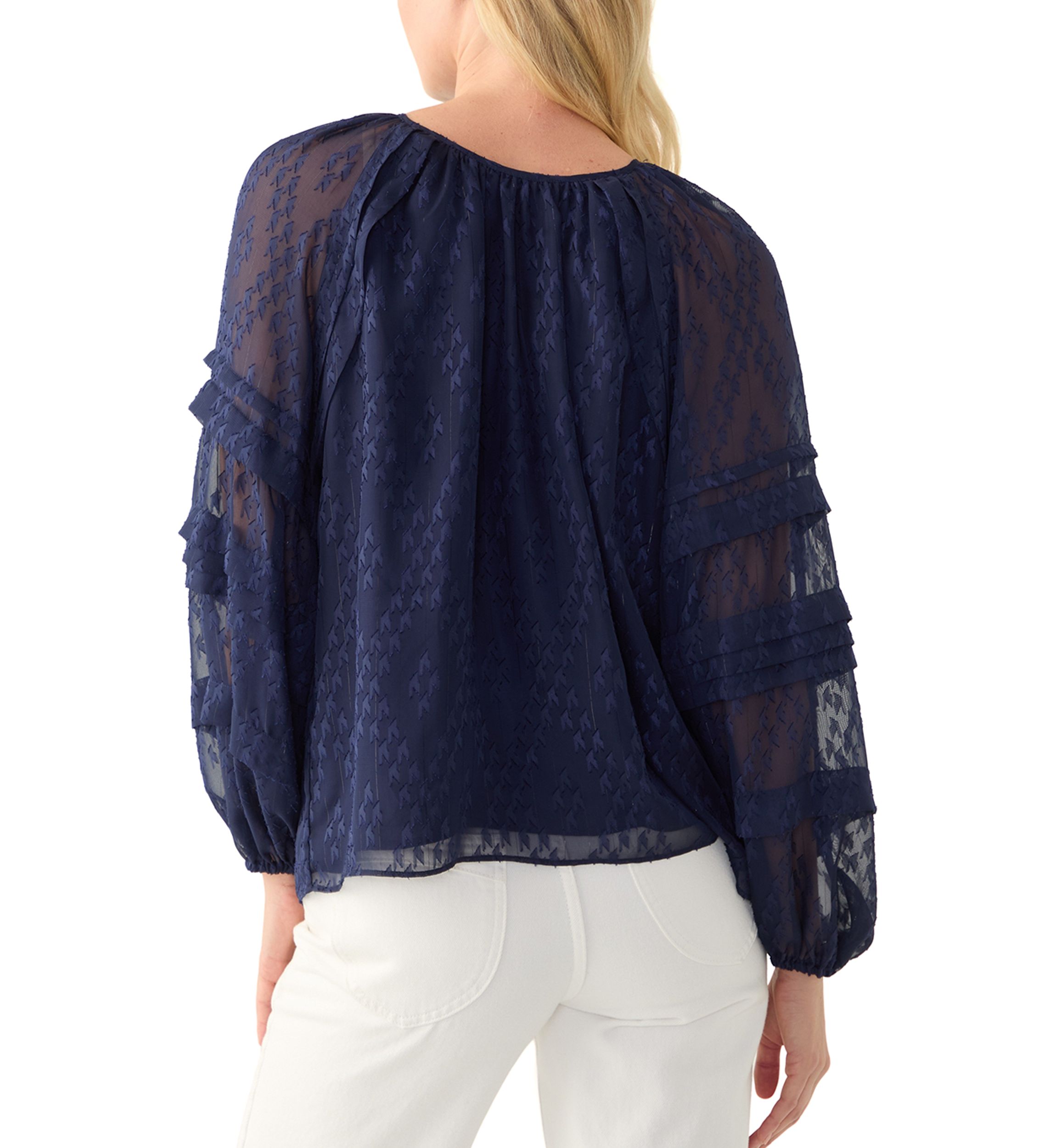 Womens Pintuck Long Sleeve Solid Blouse