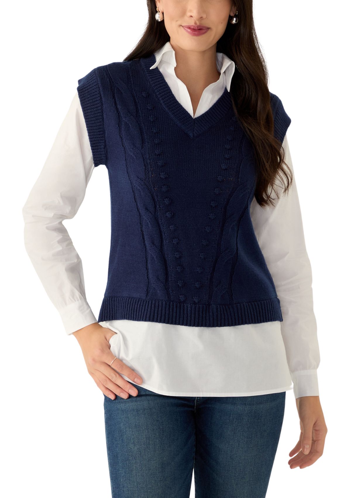 Womens 2Fer Sweater Vest 
