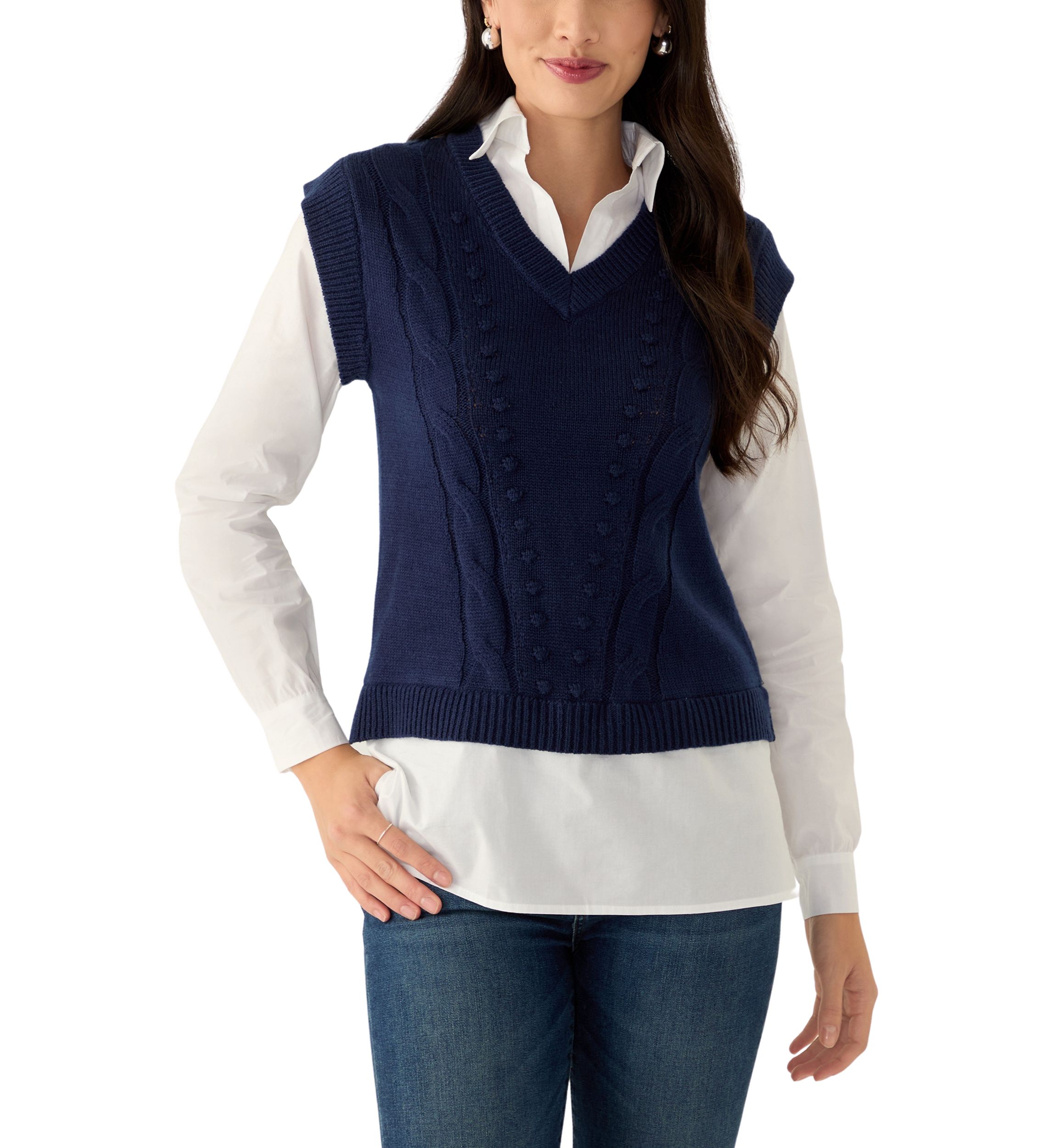 Womens 2Fer Sweater Vest 