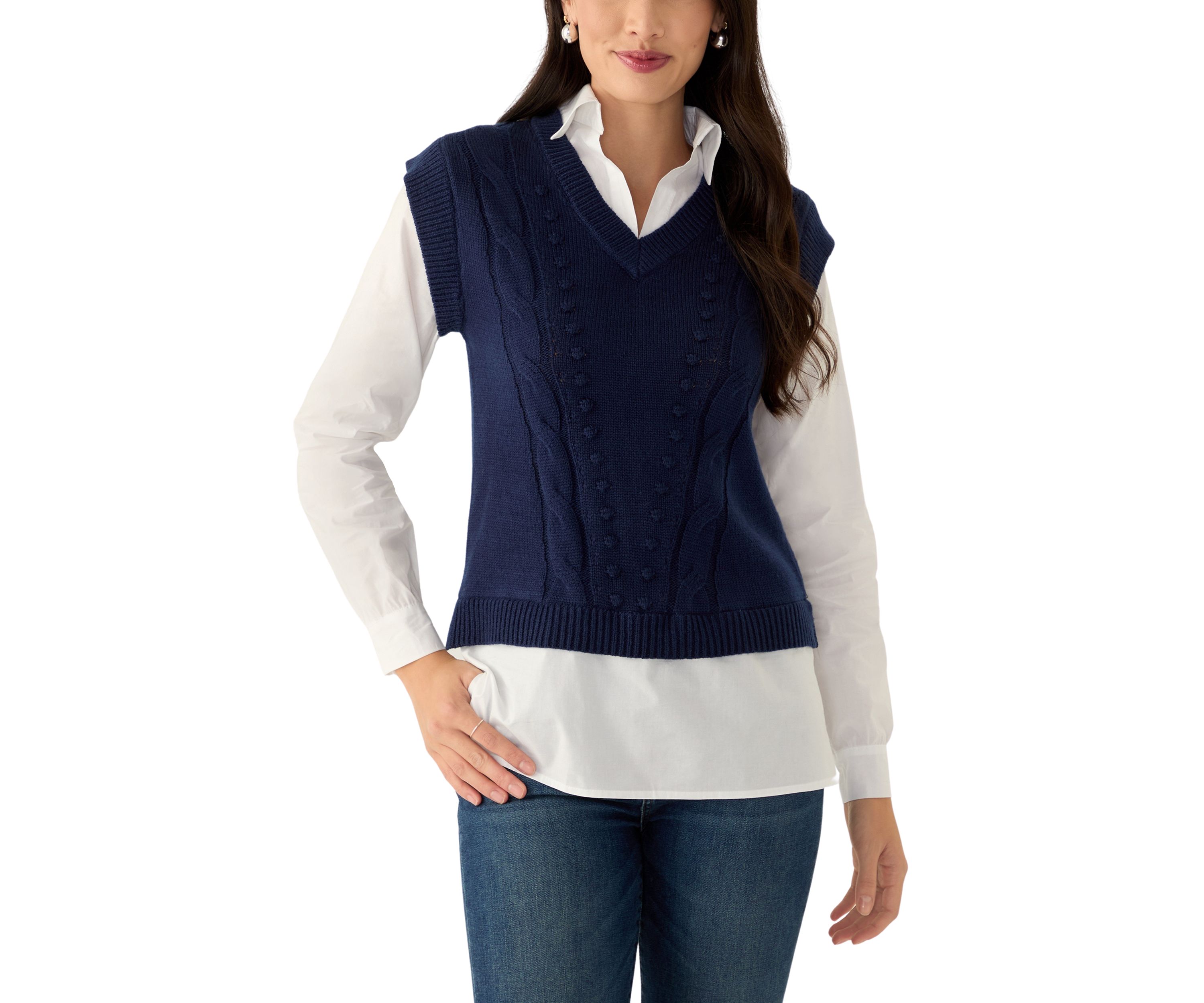 Womens 2Fer Sweater Vest 