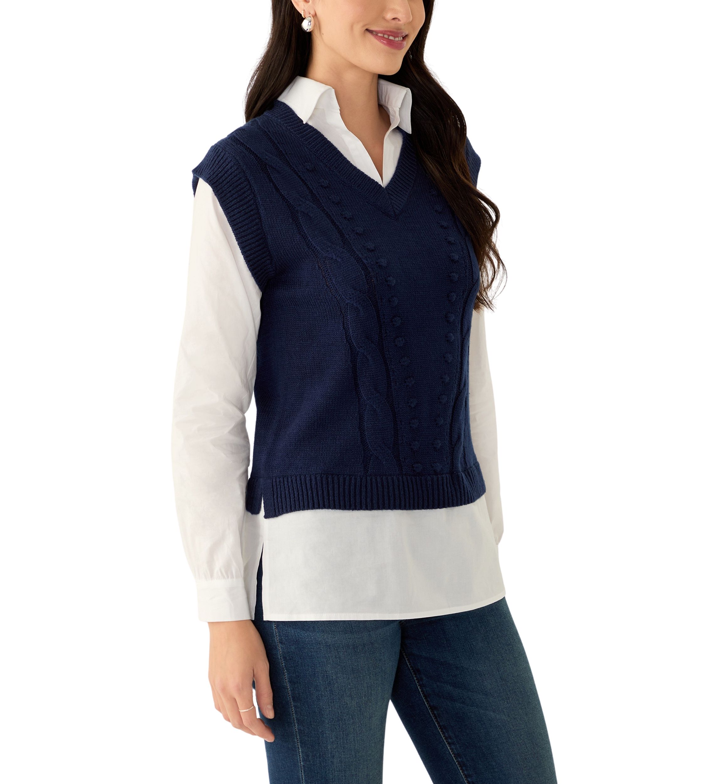 Womens 2Fer Sweater Vest 