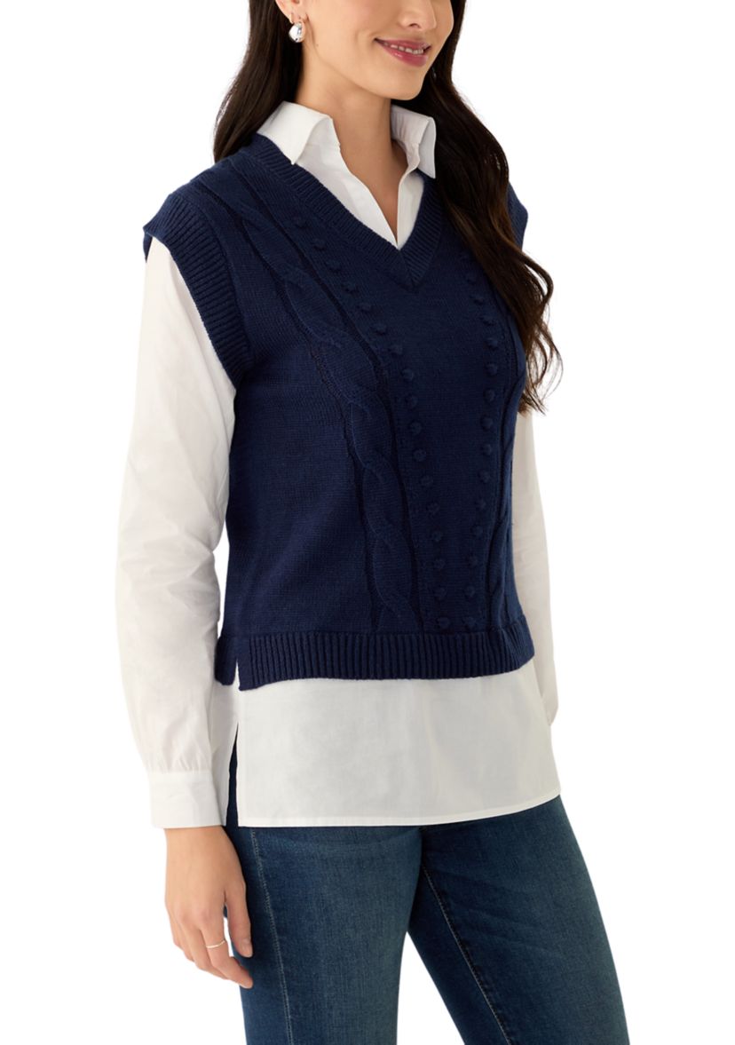 Womens 2Fer Sweater Vest 