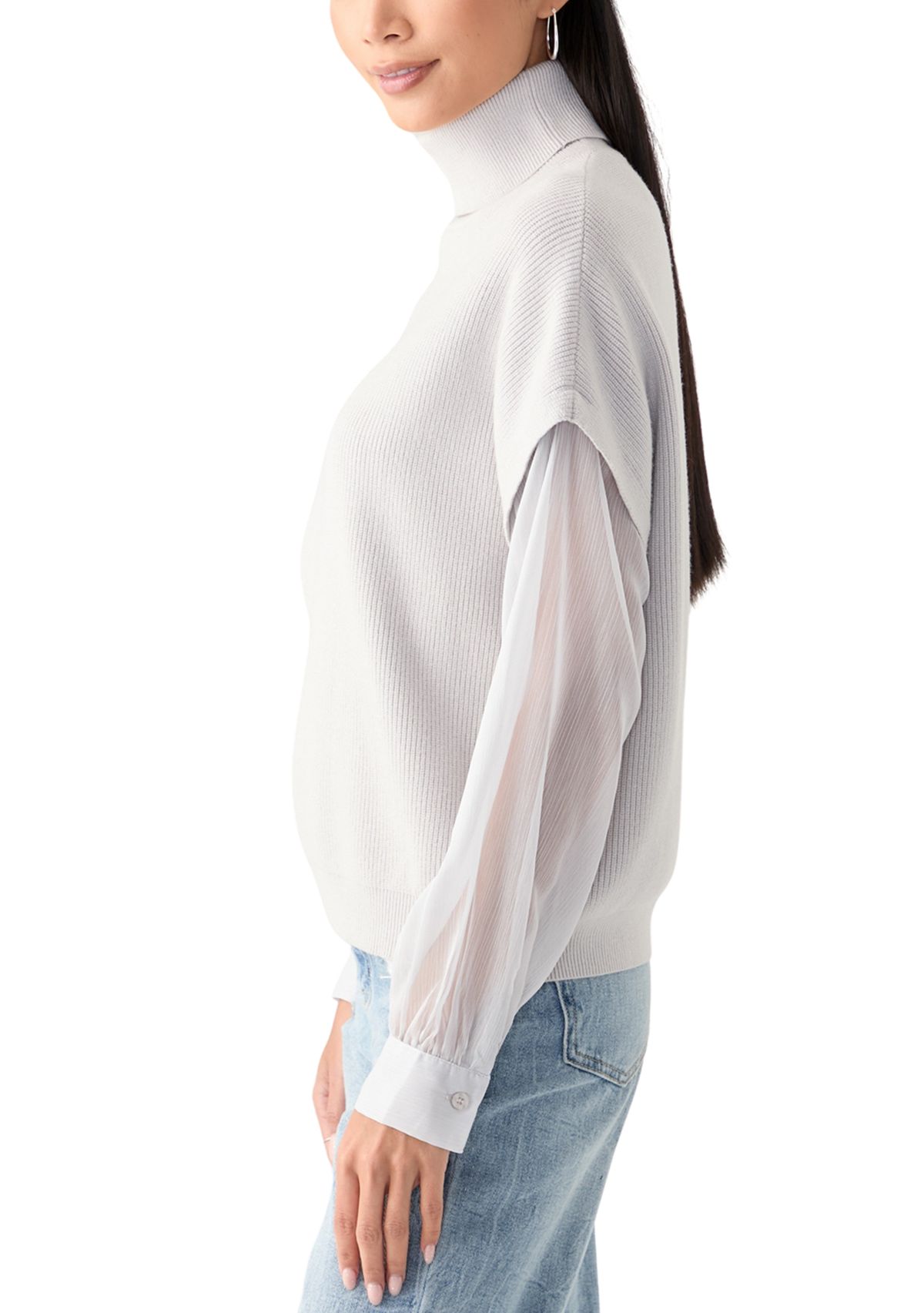 Womens Mixed Media Sweater