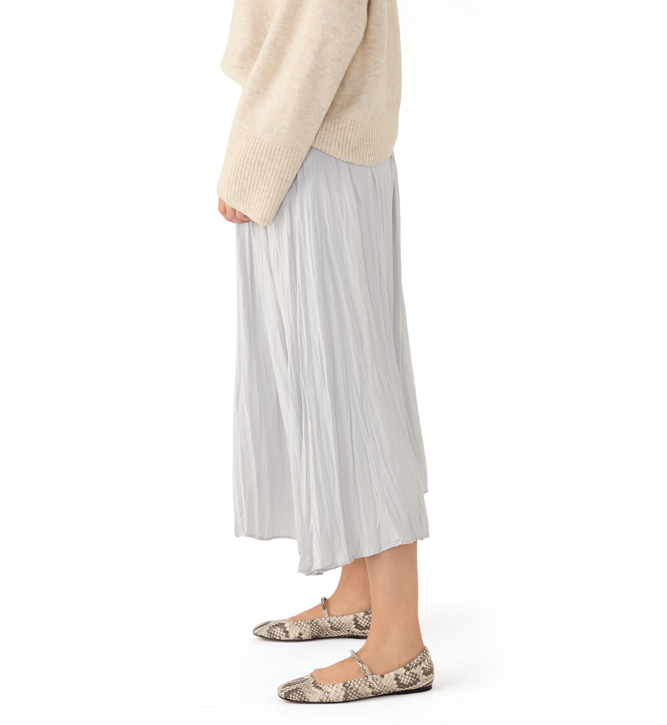 Womens Pleated Pull On Midi Skirt
