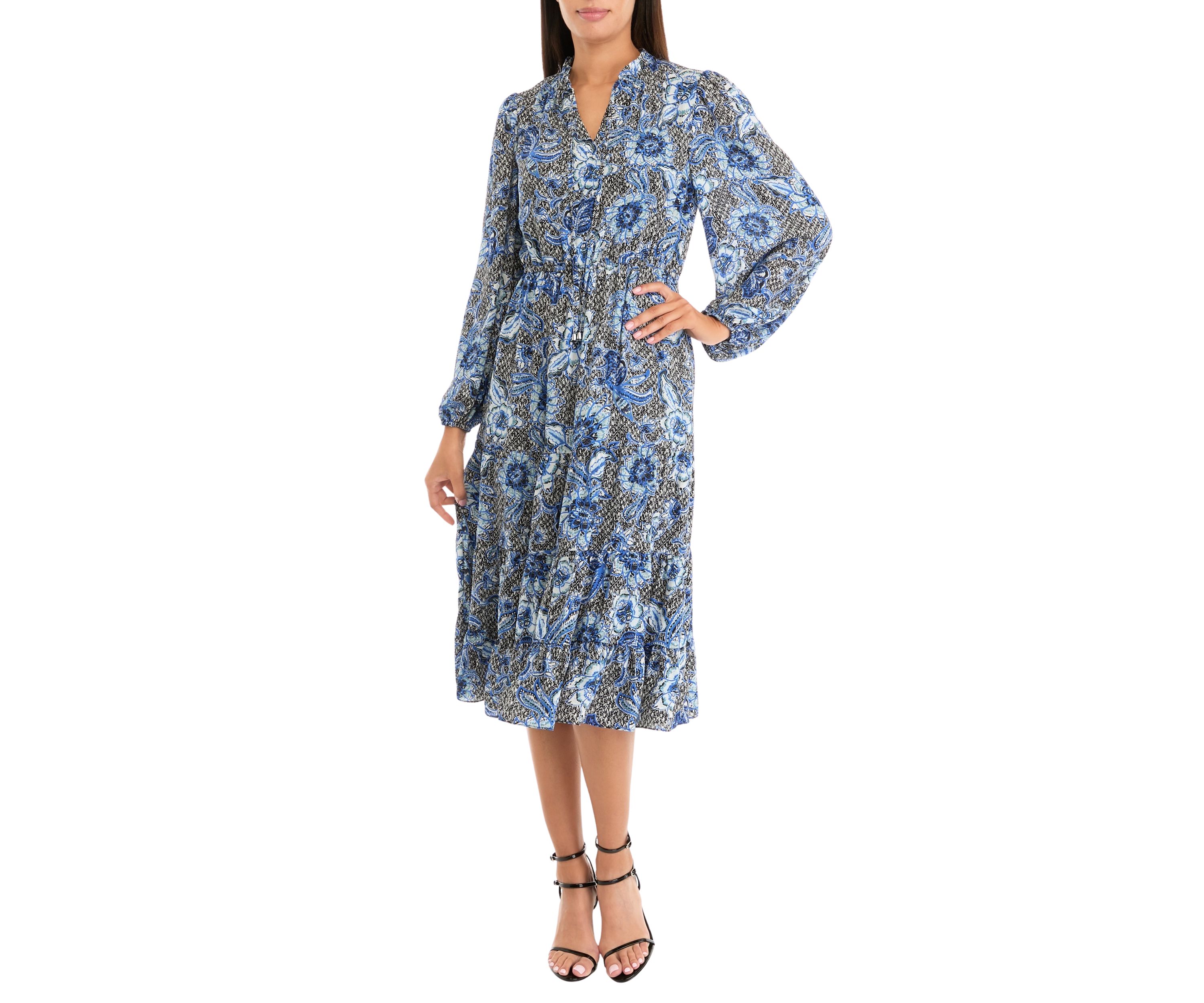 Womens Printed Midi Dress