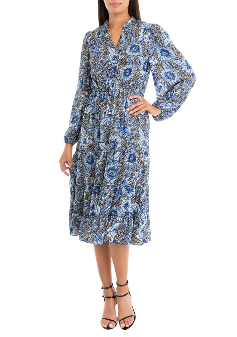 Womens Printed Midi Dress
