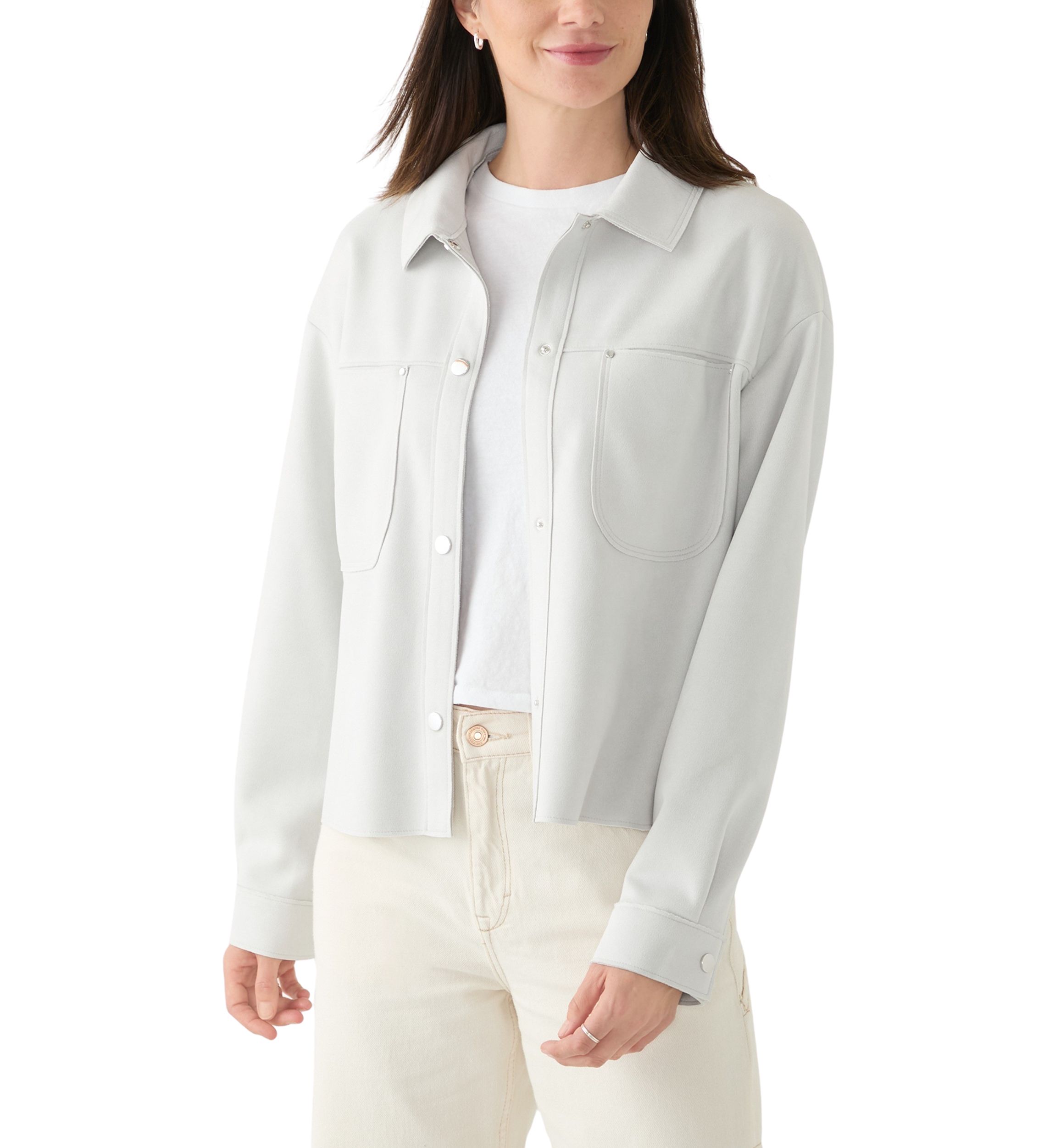 Vegan Suede Front Pocket Snap Jacket