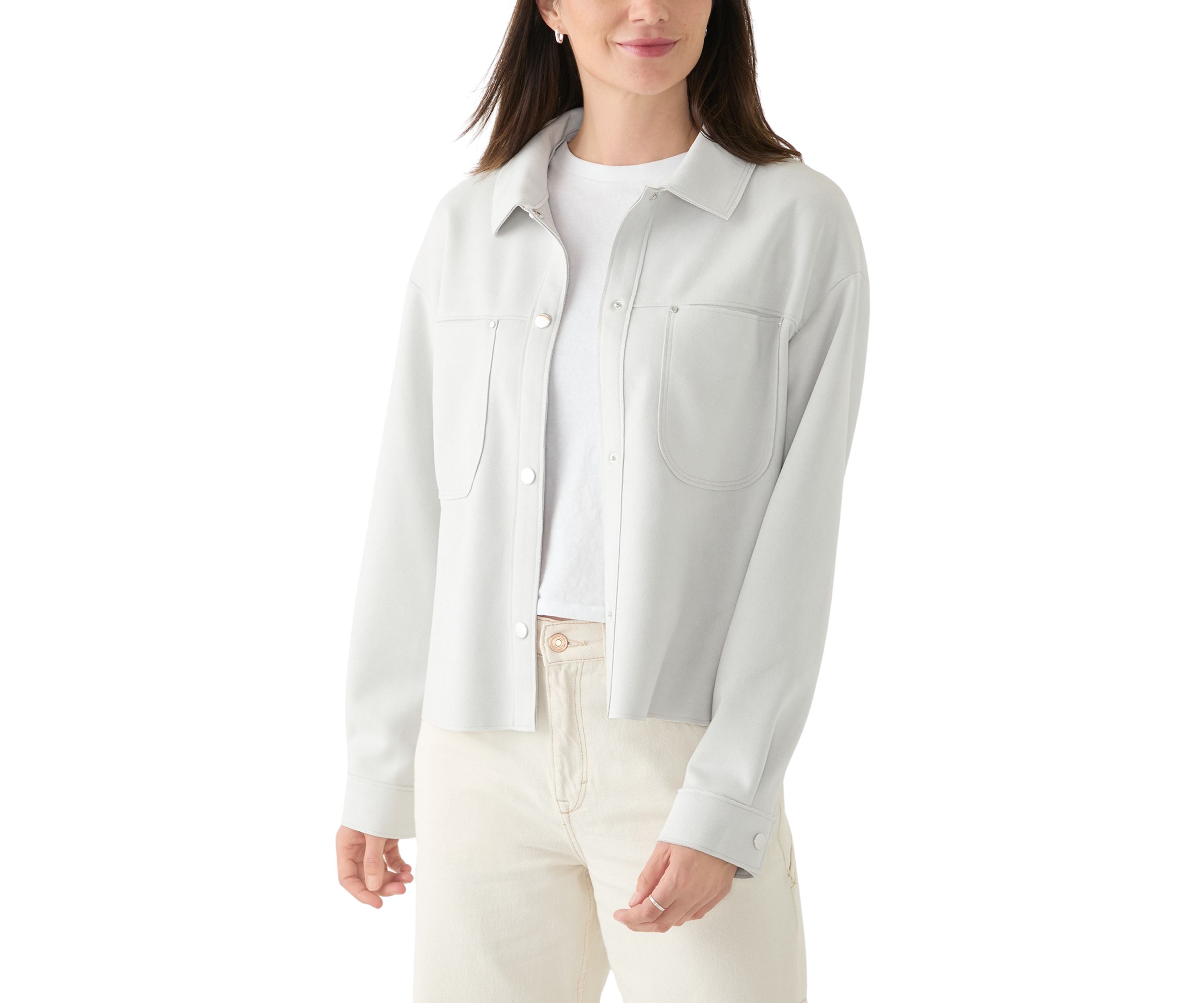 Vegan Suede Front Pocket Snap Jacket