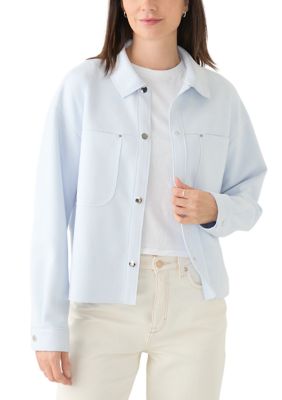 PHILOSOPHY BY REPUBLIC Women's Vegan Suede Front Pocket Snap Jacket, Blue, XS