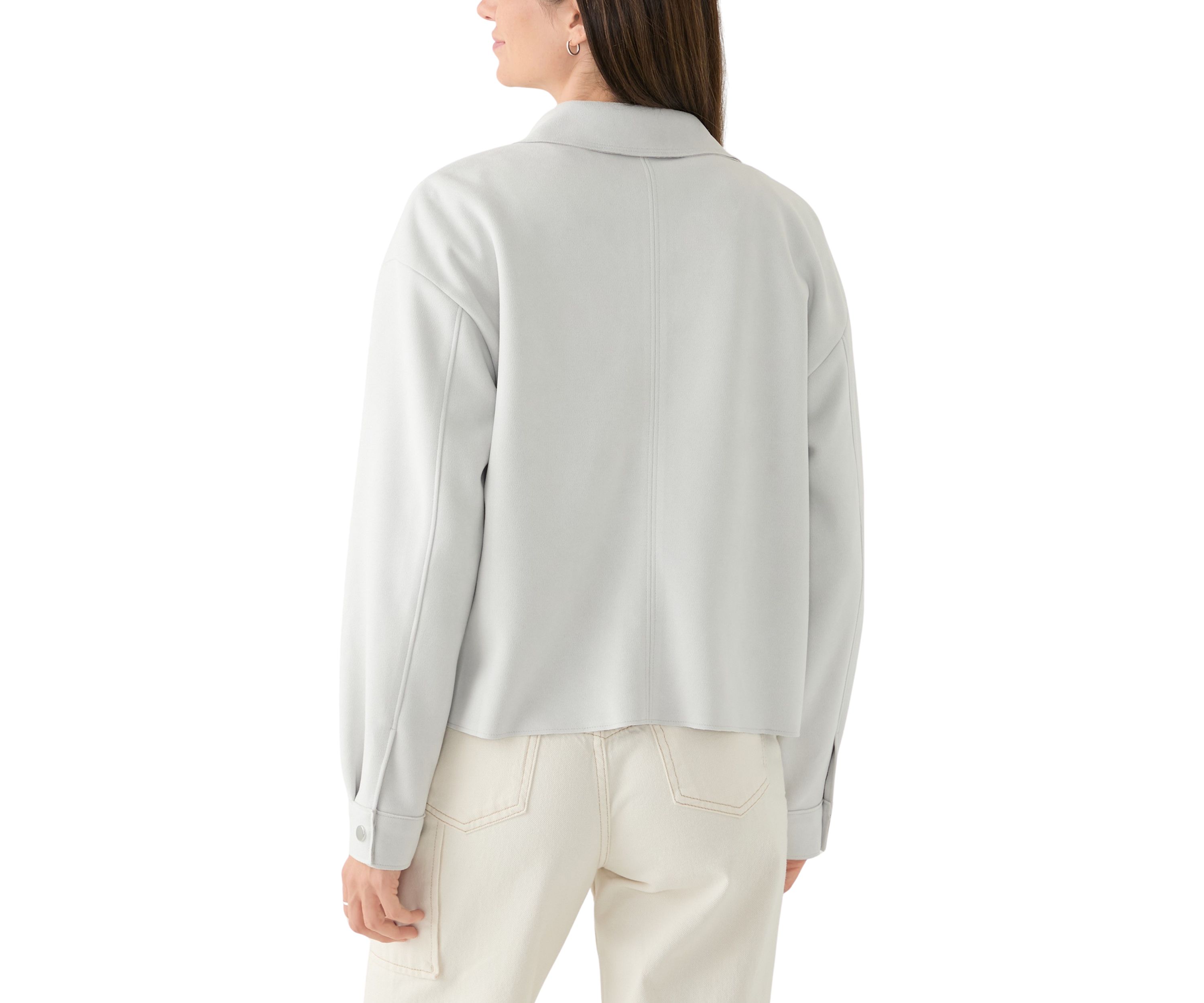 Vegan Suede Front Pocket Snap Jacket