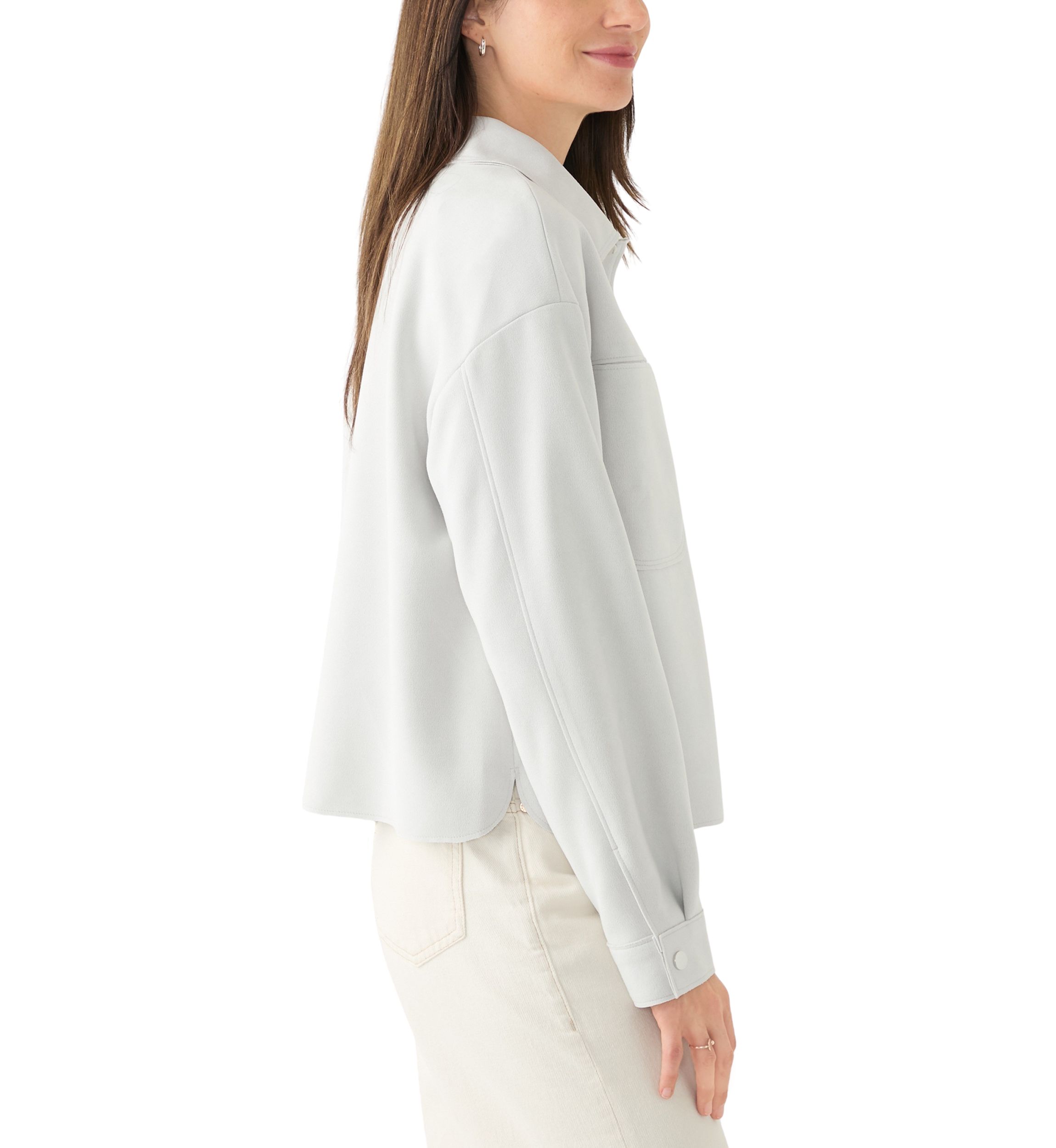 Vegan Suede Front Pocket Snap Jacket