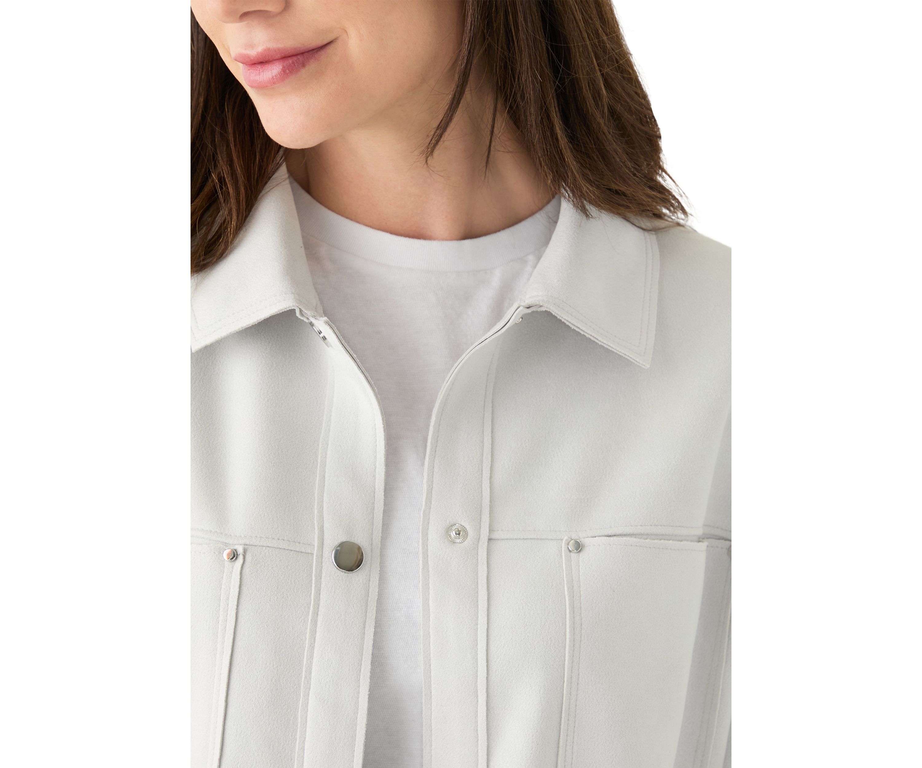 Vegan Suede Front Pocket Snap Jacket