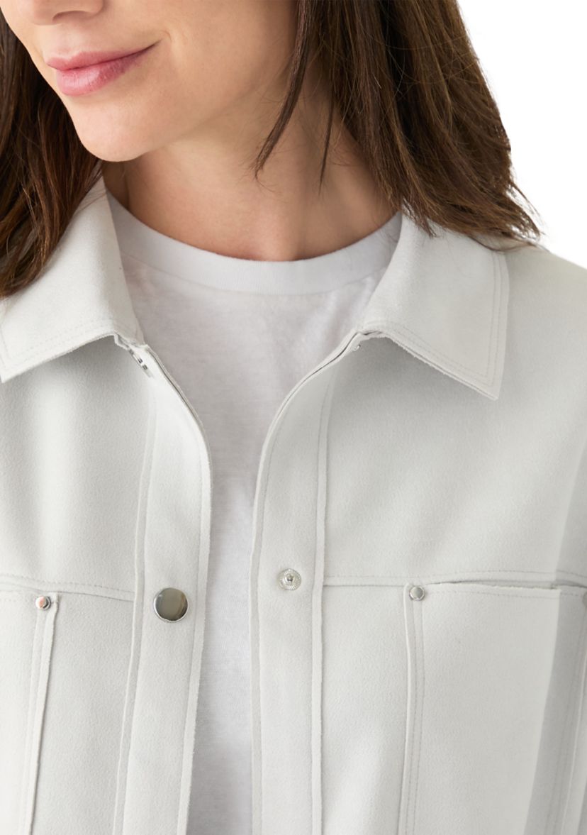 Vegan Suede Front Pocket Snap Jacket