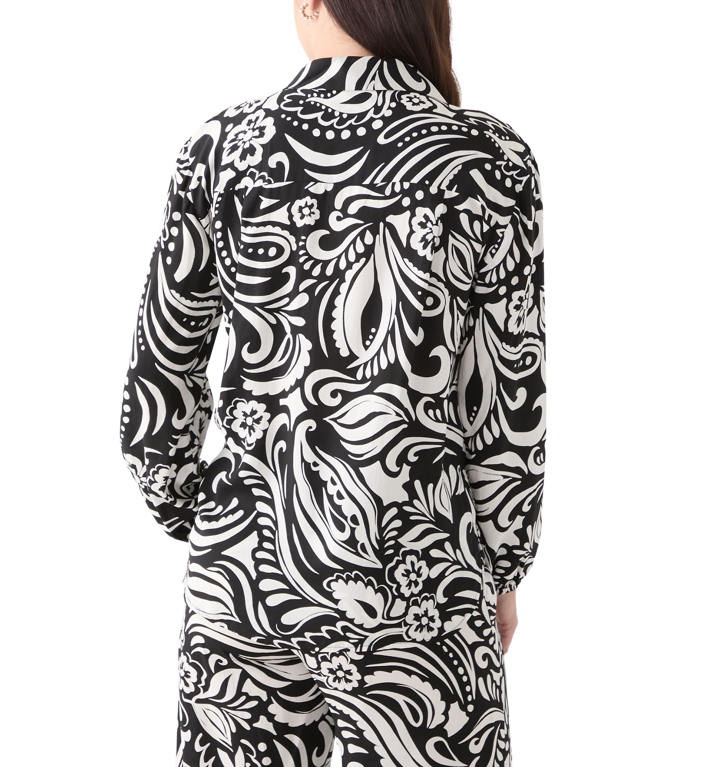 Womens Long Sleeve Open Collar Button Front Blouse