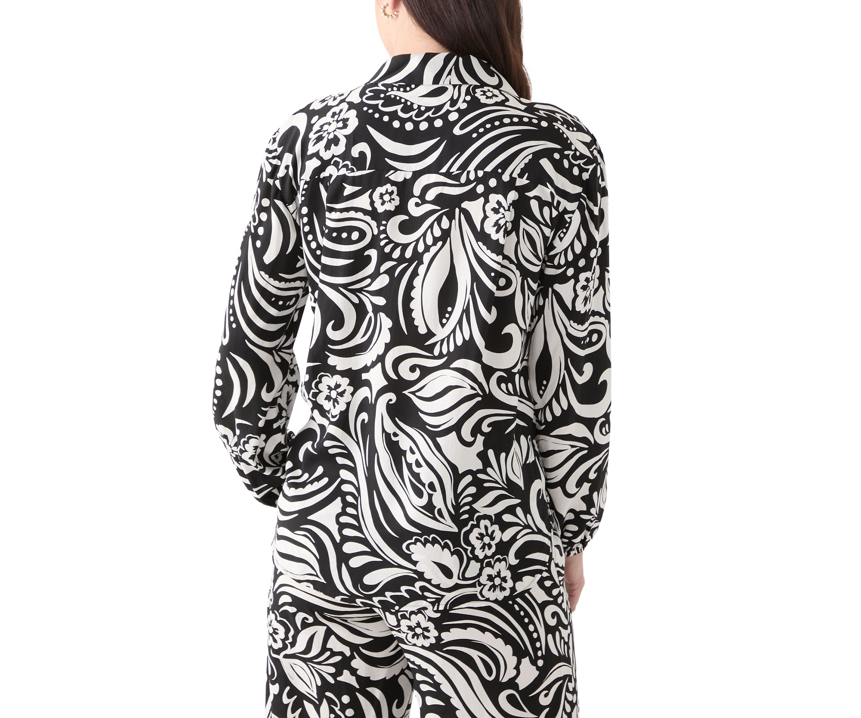 Womens Long Sleeve Open Collar Button Front Blouse
