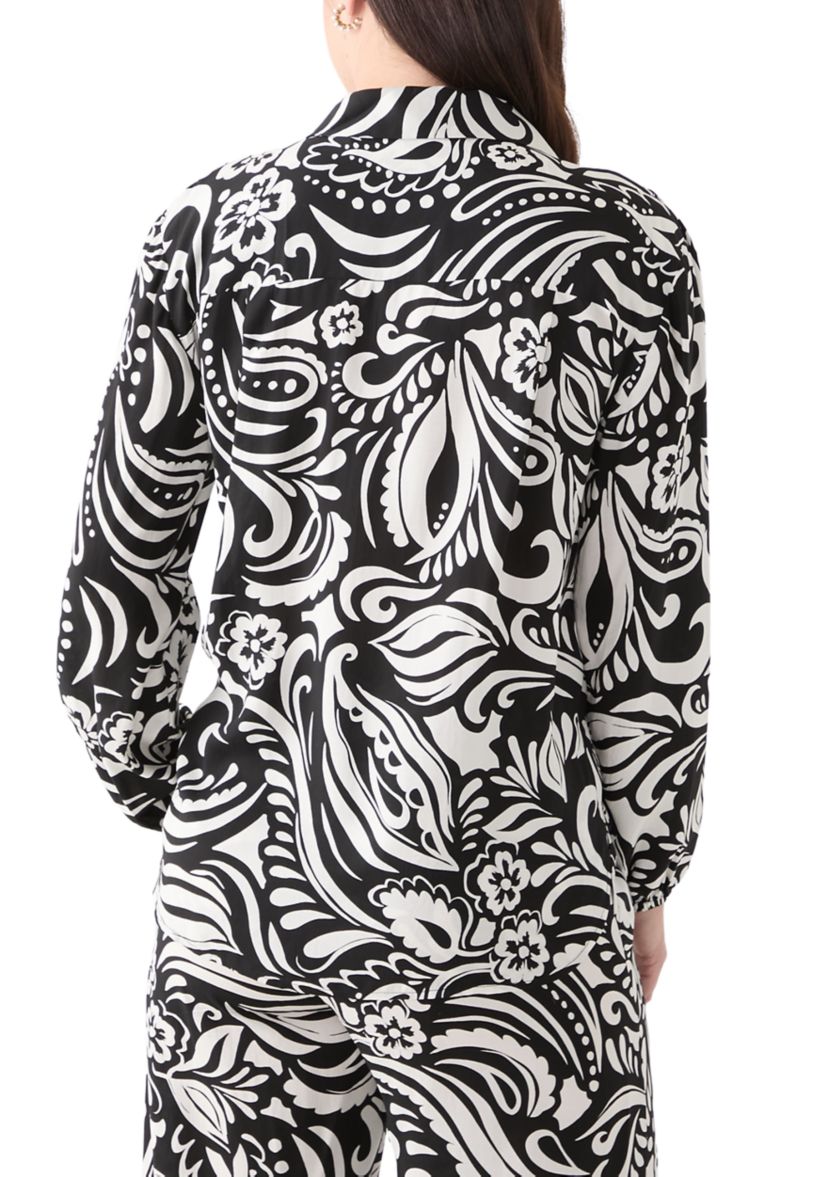 Womens Long Sleeve Open Collar Button Front Blouse