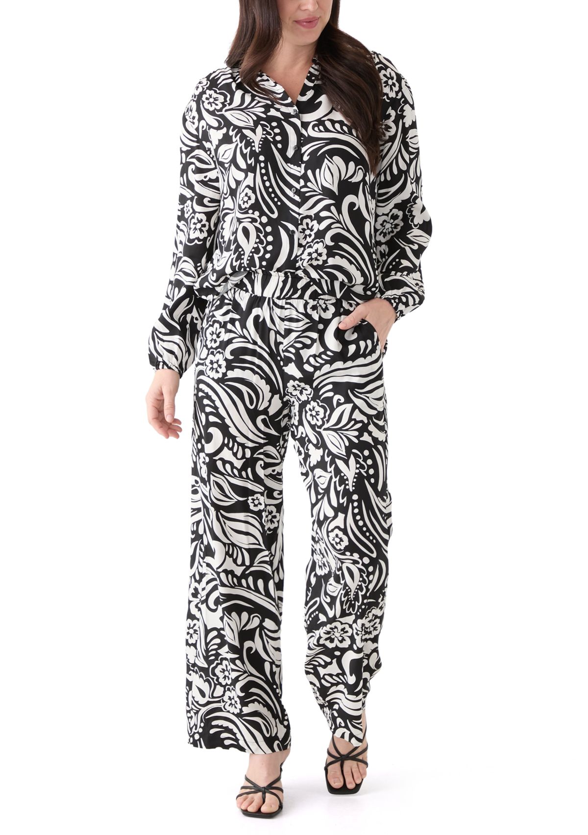 Womens Long Sleeve Open Collar Button Front Blouse