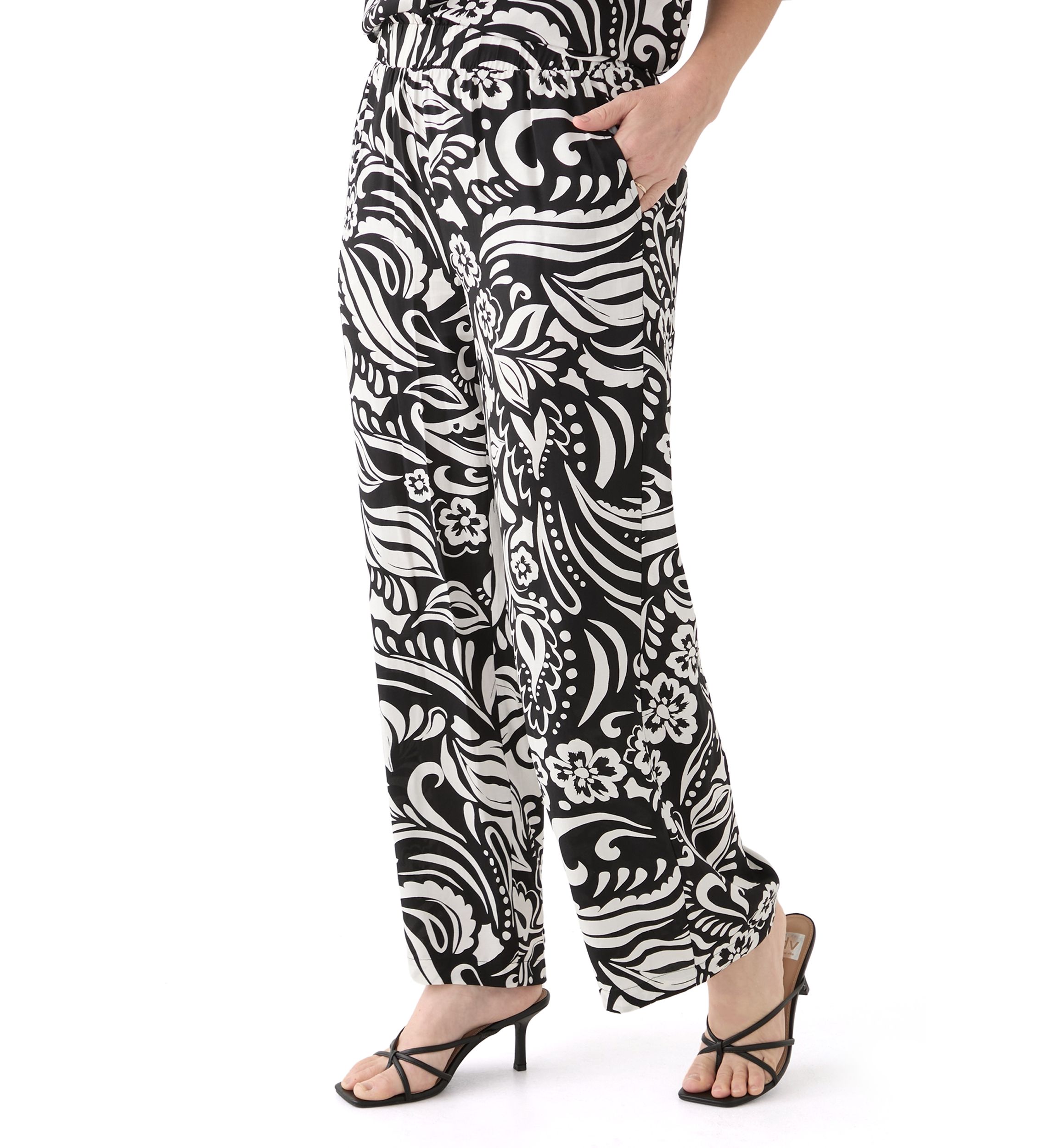 Womens Pull On Printed Wide Leg Pants