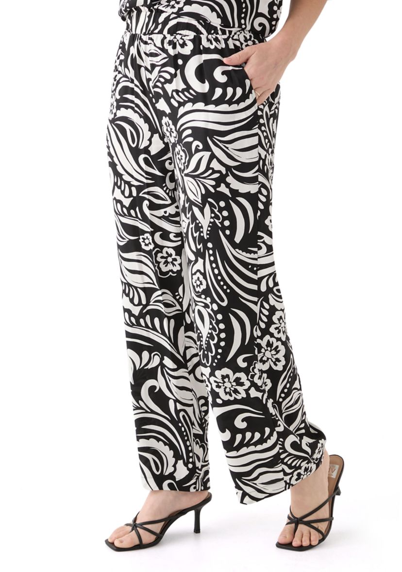Womens Pull On Printed Wide Leg Pants