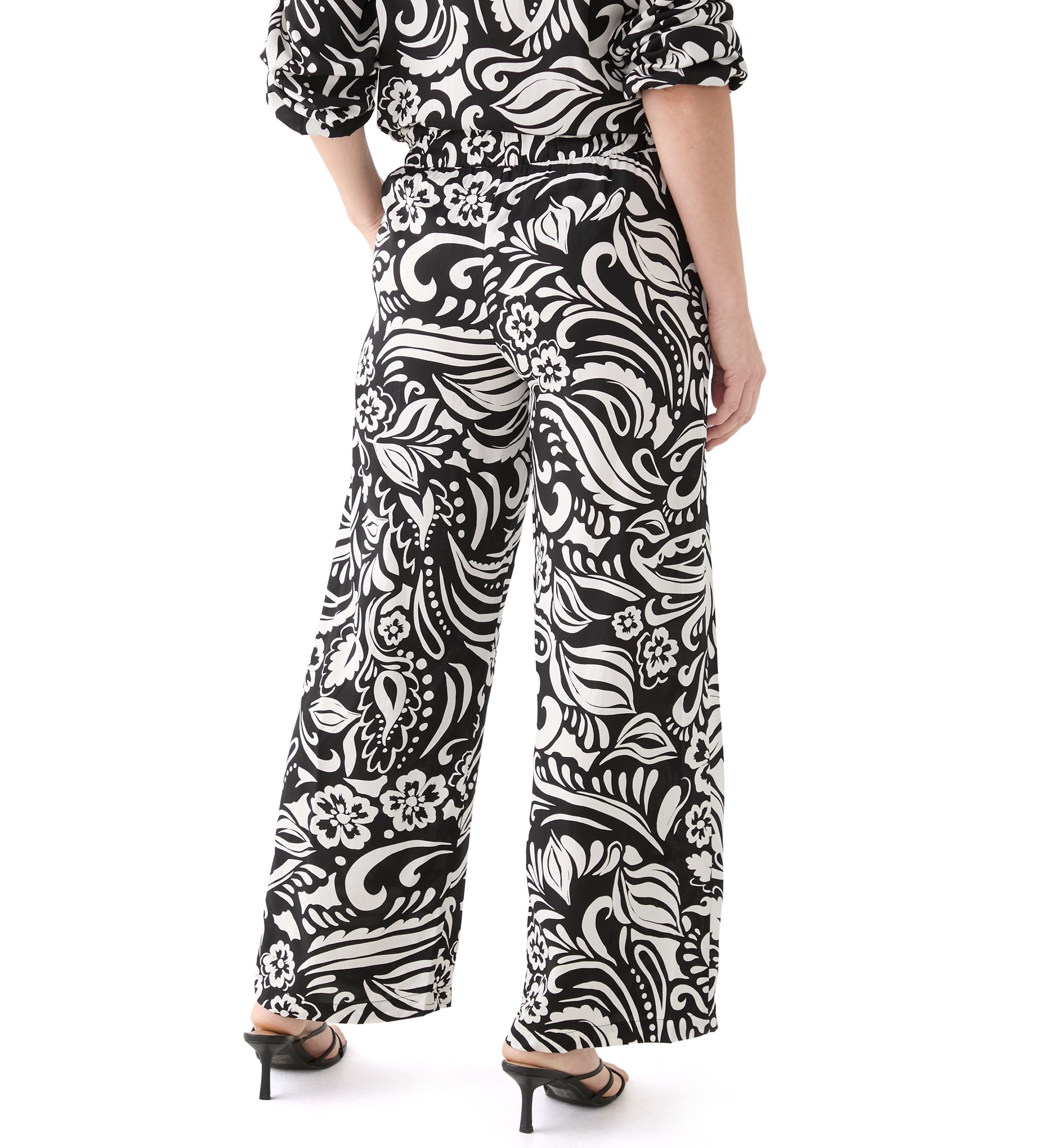 Womens Pull On Printed Wide Leg Pants