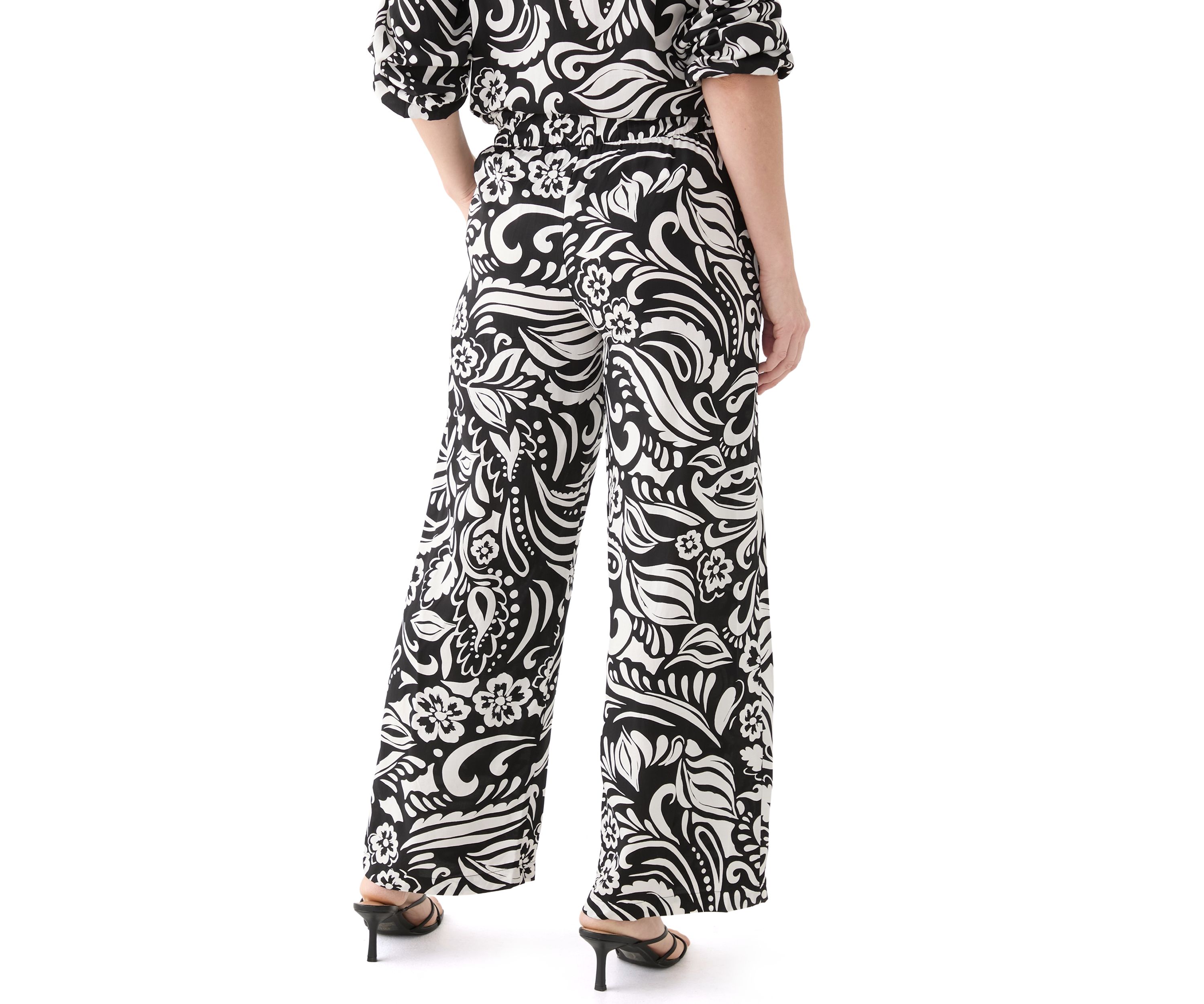 Womens Pull On Printed Wide Leg Pants