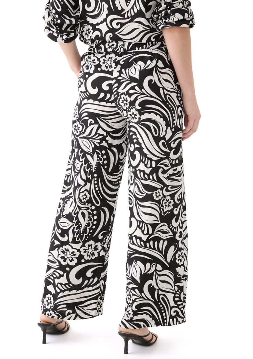 Womens Pull On Printed Wide Leg Pants