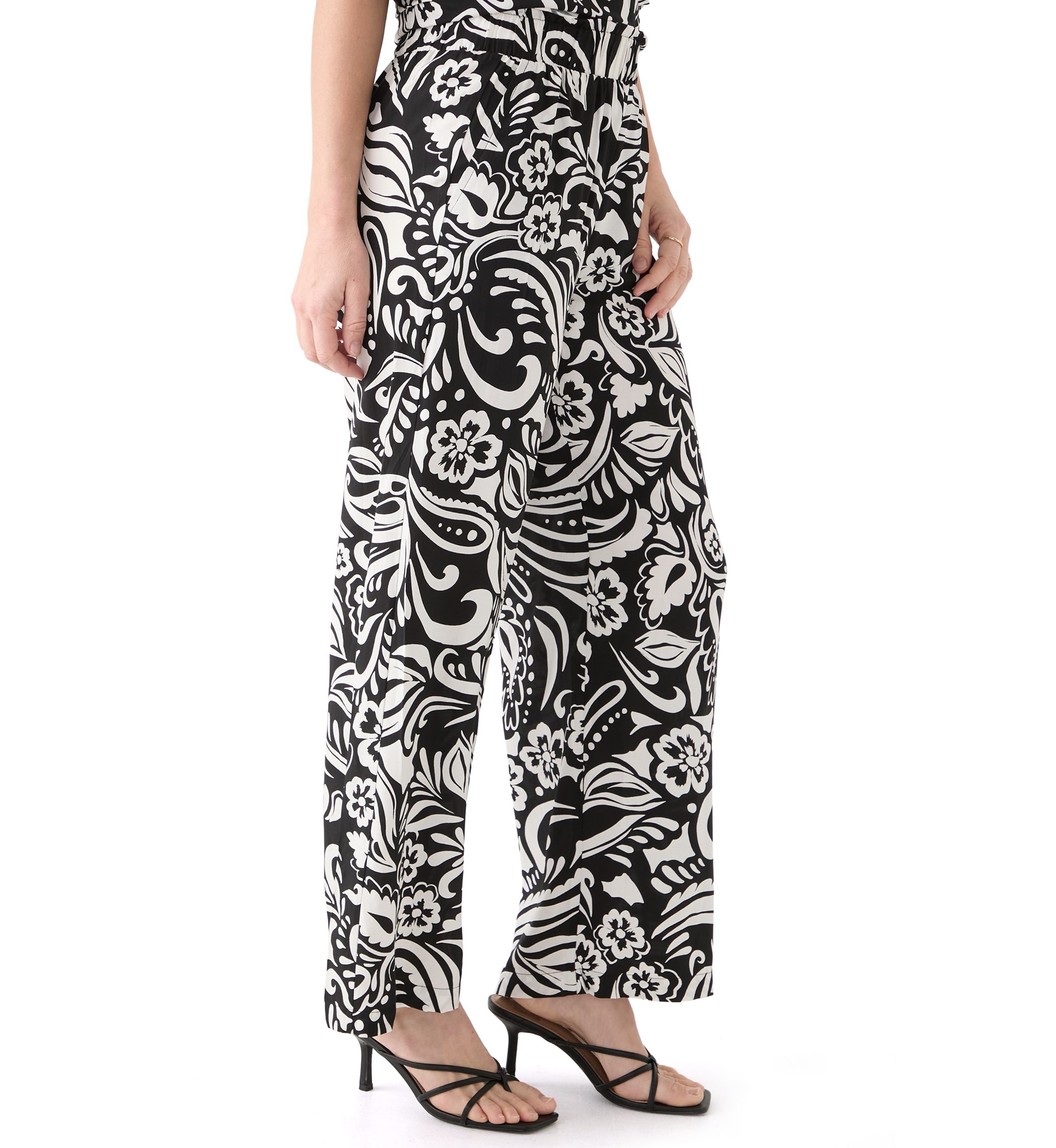Womens Pull On Printed Wide Leg Pants