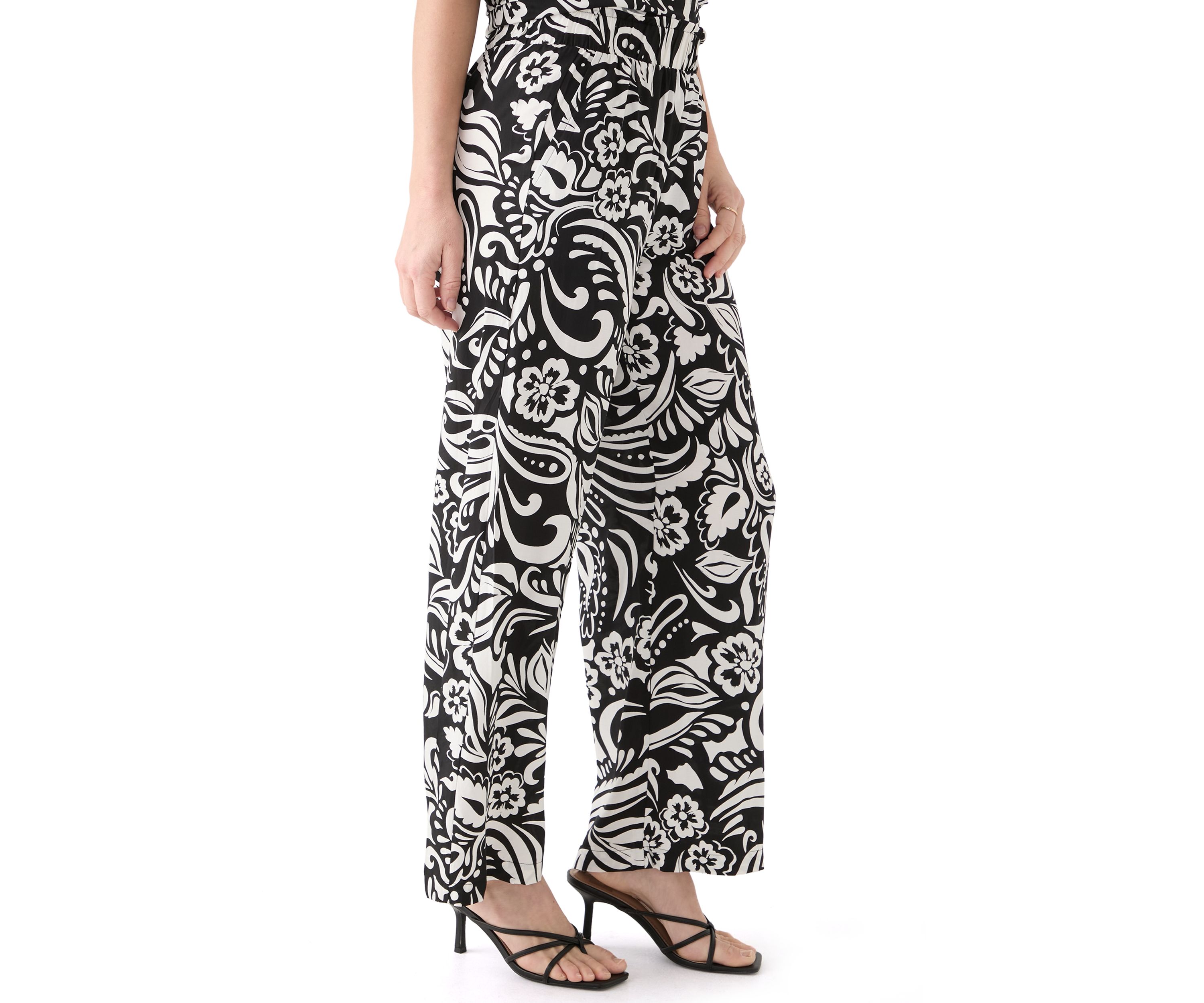 Womens Pull On Printed Wide Leg Pants