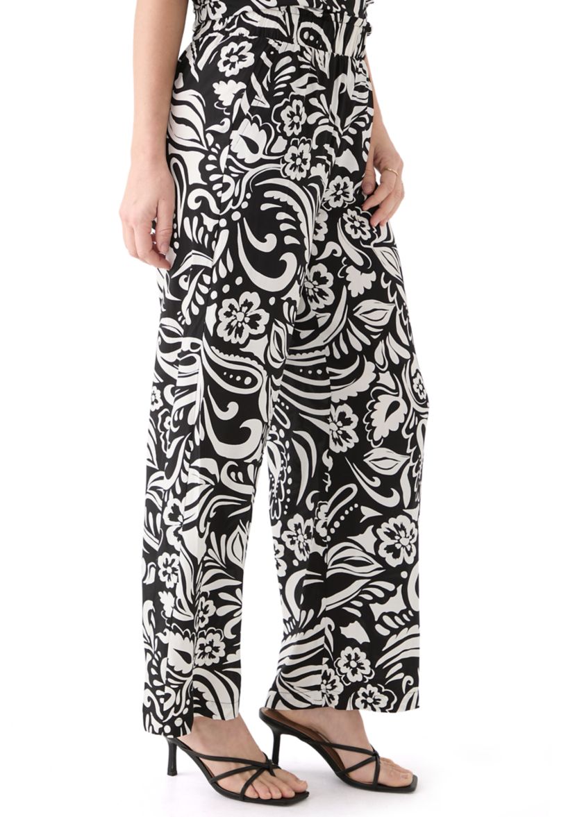 Womens Pull On Printed Wide Leg Pants