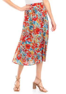 Women's Printed A-Line Midi Skirt