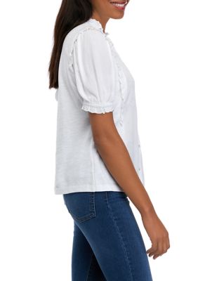 Women's Short Sleeve Knit Peasant Top