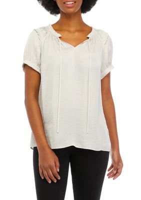 Women's Short Sleeve Airflow Peasant Blouse