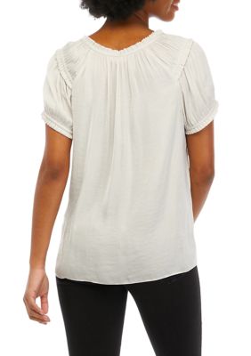 Women's Short Sleeve Airflow Peasant Blouse