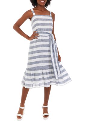 Women's Stripe Dress with Flounce Hem