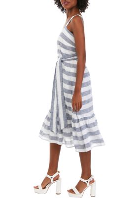 Women's Stripe Dress with Flounce Hem