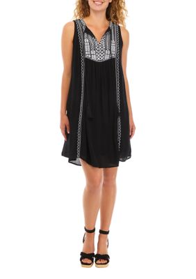 Women's Sleeveless Embroidered Front Dress